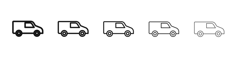 Van icon flat illustration set logo