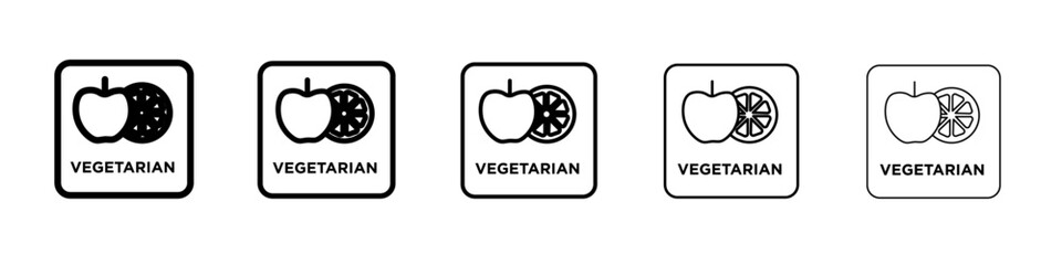 Vegetarian food diet icon flat illustration set logo