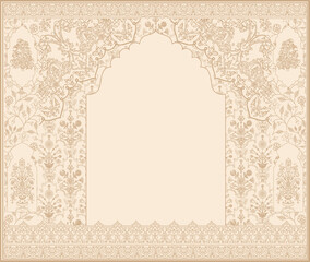 Traditional Islamic Mughal Hand Drawn Decorative Frame for Invitation Design