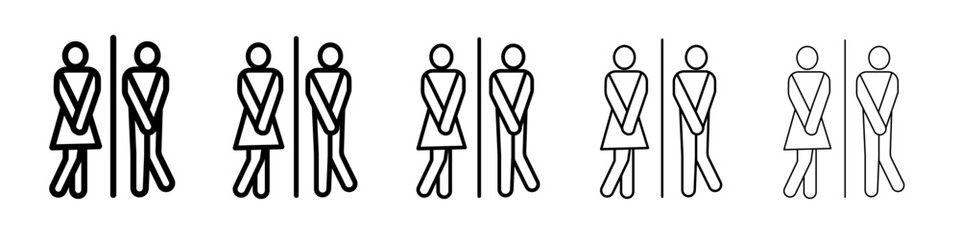 wc toilet door plate icon flat illustration set logo