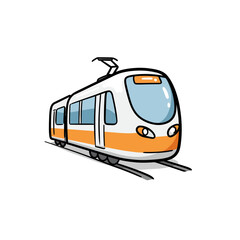 Cartoon Illustration of a Modern Tram or Streetcar, Public Transportation System, Isolated on White Background, Expressing Urban Mobility