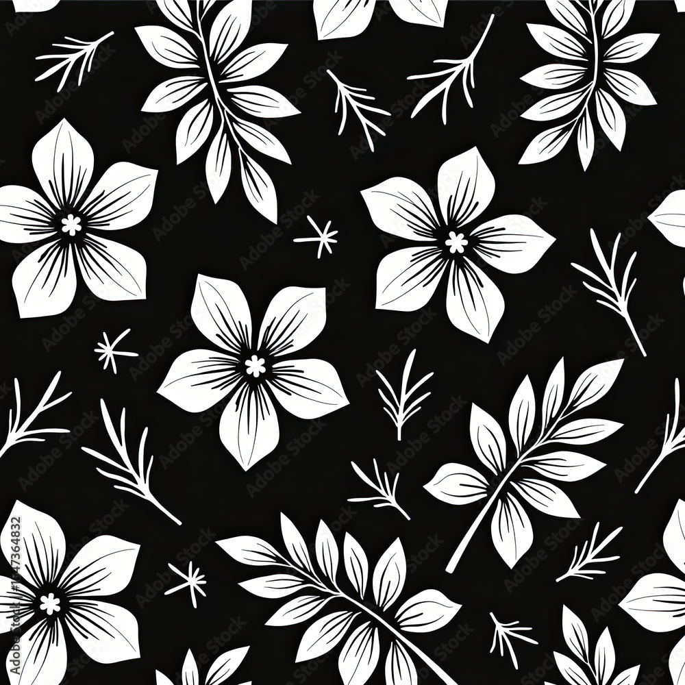 Poster create a bold and elegant statement with this beautiful seamless pattern, featuring intricate white 
