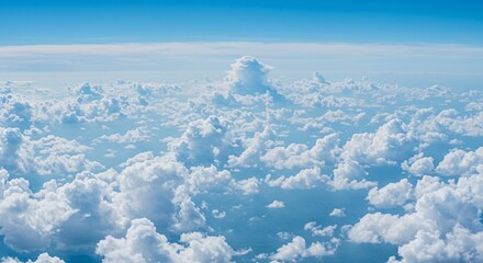 Aerial Panorama of Cumulus Cloudscape Under a Vivid Azure Sky