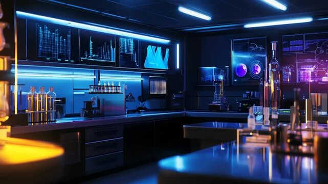 Futuristic Science Lab: Neon-lit Research Facility