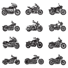 collection of Cruiser motorcycle silhouette clipart, classic Dual sport motorcycle design sublimation, high quality sport bike design sublimation
