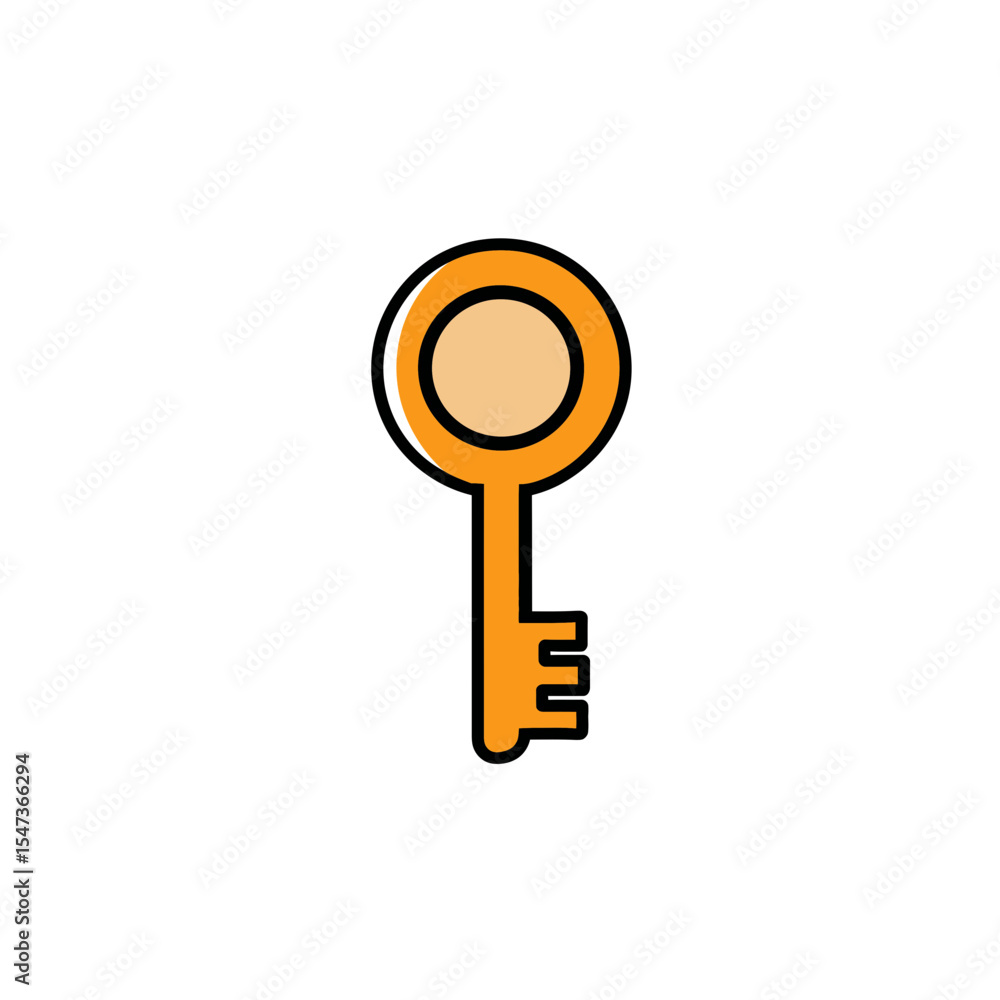 Aufkleber golden key unlocks something on white simple background access