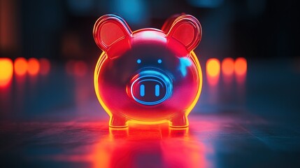 A bright glowing savings goal tracker, futuristic financial planning interface 