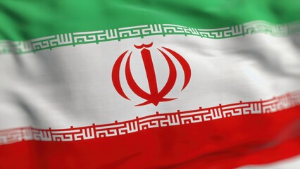 Fluttering brightly, the flag of Iran displays its bold colors and iconic emblem. This symbol of national identity is captured against a backdrop of serene blue skies, representing unity and strength