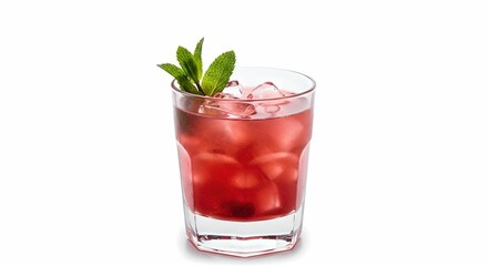 berry cocktail with ices on white background
