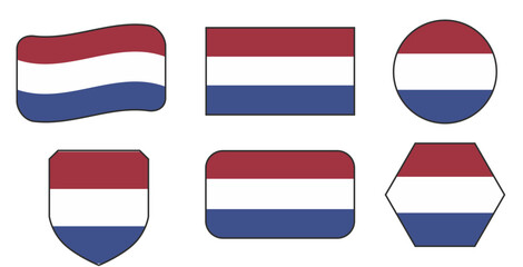 Obraz premium Flag of Netherland in modern abstract shapes, waving, badge, design template
