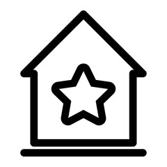 icon of a house with a star symbol inside, representing favorite place, premium property, top-rated home, or special accommodation in a minimalist black and white style.