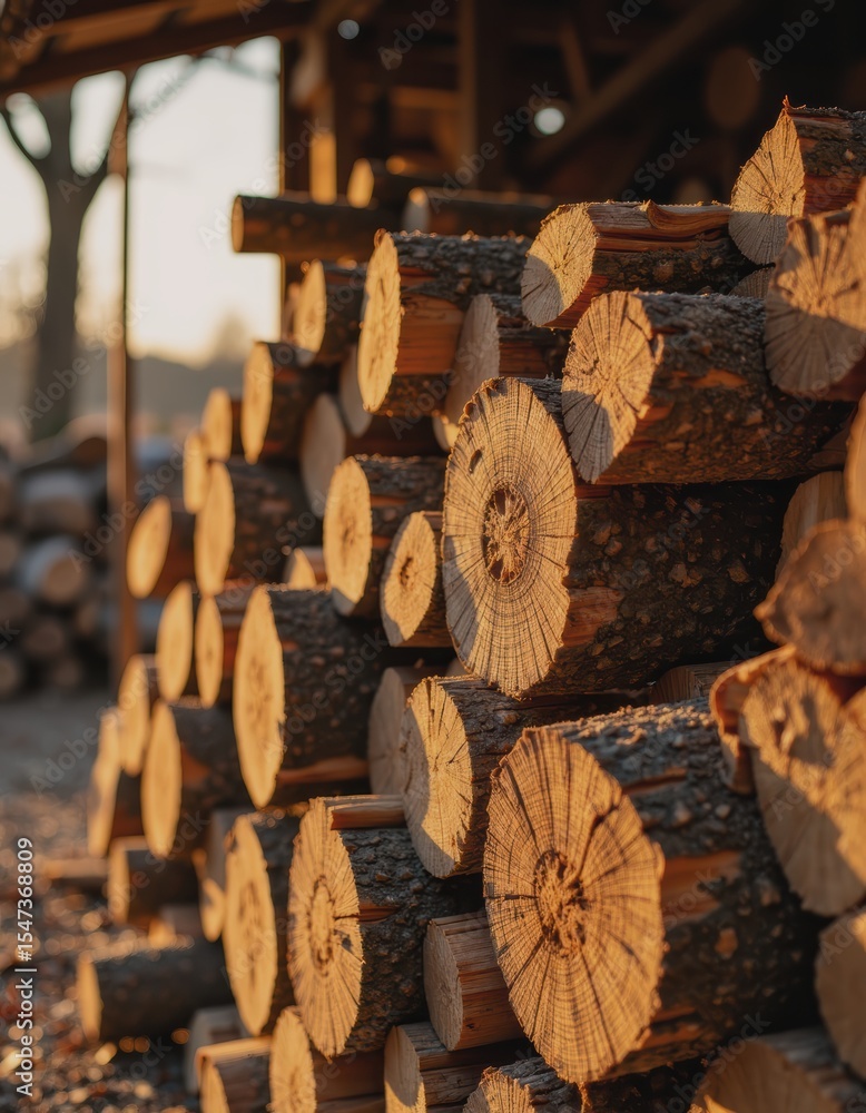 Poster stacks of timber drying in sunlight near an open window