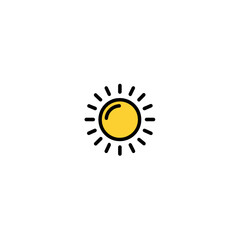 Fototapeta premium Yellow sun icon radiates light against clean white backdrop