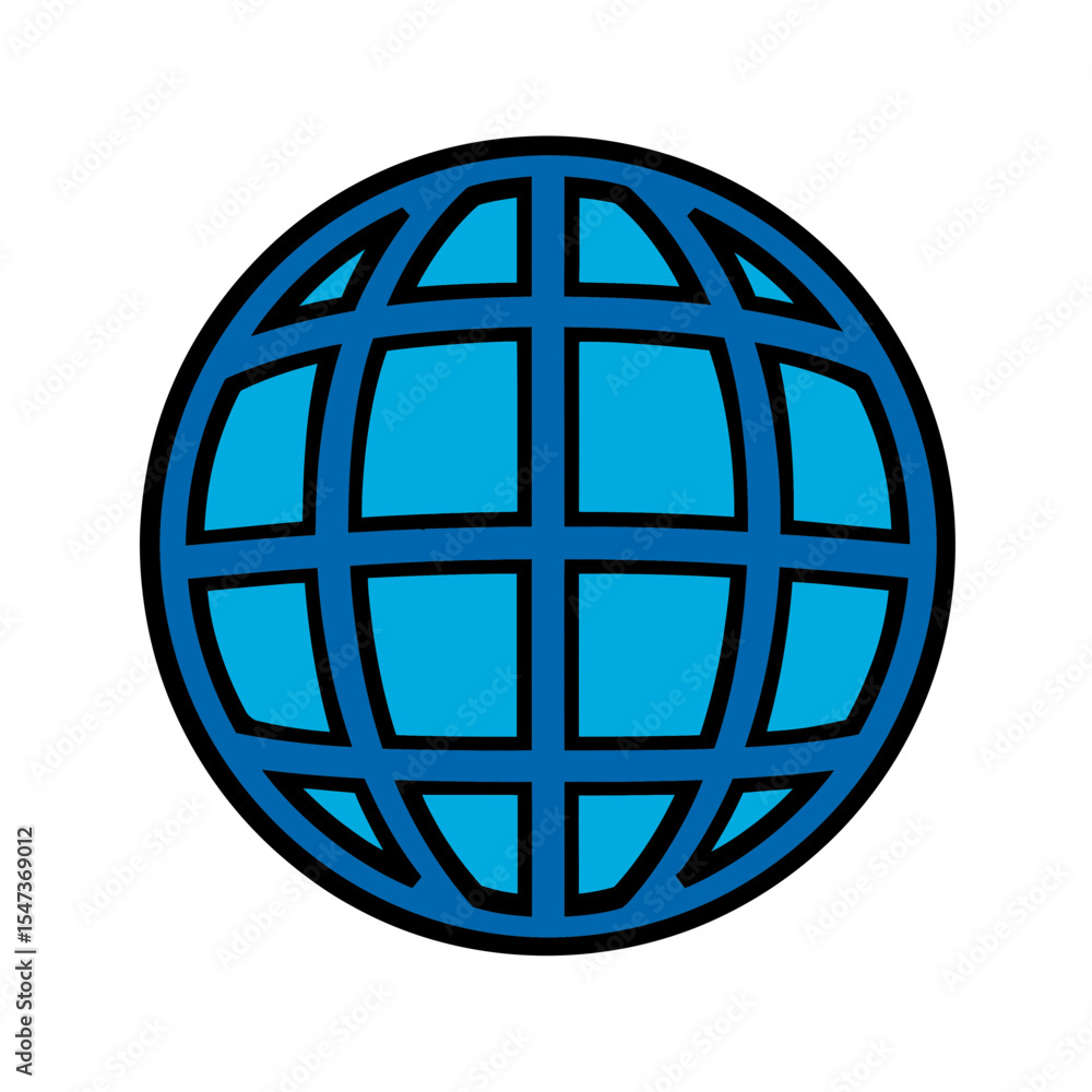 Aufkleber stylized globe emblem displays network grid globally centered design isolated