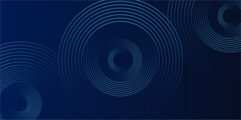 Blue abstract background with glowing circles. Swirl circular lines pattern. Geometric spiral. Twirl element. Modern graphic design. Futuristic technology concept. Vector illustration