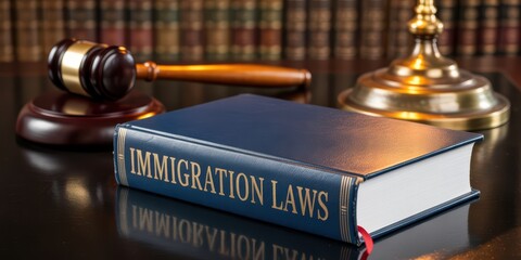 Immigration Law Book with Gavel