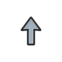 Gray arrow points upward isolated illustration digital art simple graphic element white background