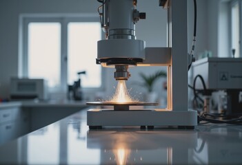 Abrasion test stand in a modern white laboratory setting