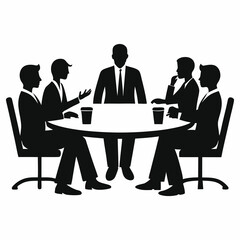 Silhouette vector illustration of business people having a meeting together