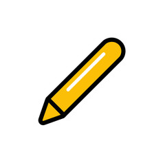 Yellow pencil icon diagonally writes drawing on white background edit tool