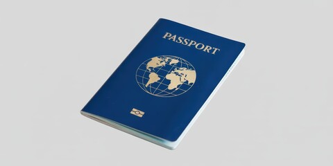 Blue passport on light background