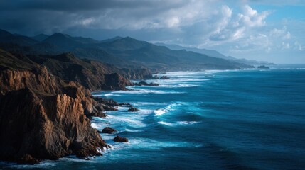 Obraz premium A Rugged Coastline With Powerful And Untamed Cliffs