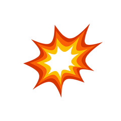 Explosion shape with sharp edges in red, orange, and yellow gradient, cartoon style, suitable for comics and pop art effects