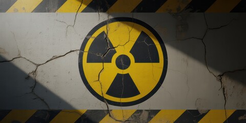 Radioactive Symbol on Cracked Concrete Wall