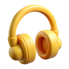 3D Yellow Headphones Isolated On White Background