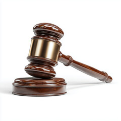 Wooden Gavel Symbol of Justice and Law , isolated on white background png