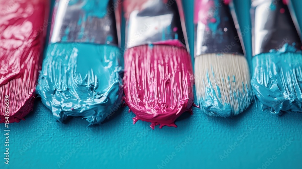 Poster an array of vibrant paint colors on a palette invites creativity and imagination, showcasing the pot