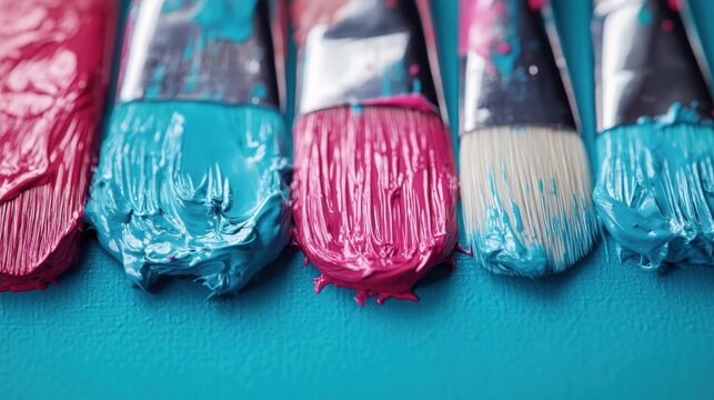 An array of vibrant paint colors on a palette invites creativity and imagination, showcasing the potential for artistic expression in a stunning and colorful manner.