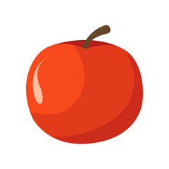 Fresh Red Apple Fruit Vector Flat Illustration