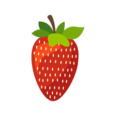 Fresh Strawberry Fruit Vector Flat Illustration