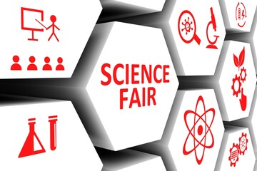 SCIENCE FAIR concept cell background 3d illustration