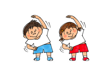 体操する子供