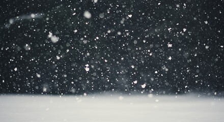 Winter Wonderland: Falling Snow Against a Dark Background