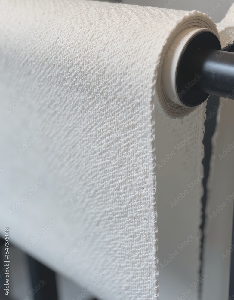 Poster clean technical textile displayed on a white rolling rack
