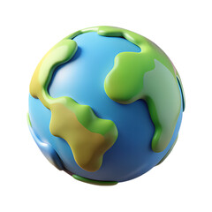 Cartoon Planet Earth On White Background 3D Realistic