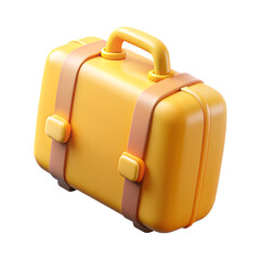 Cute 3D Cartoon Yellow Luggage Isolated On White Background