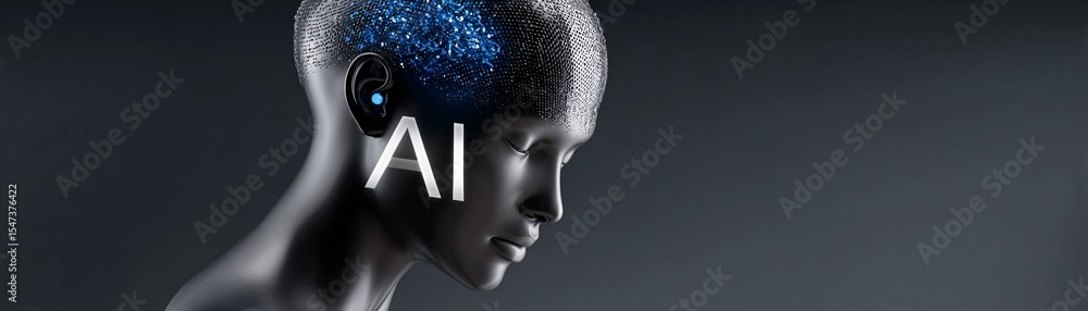 Poster the fusion of generative ai with ai intelligence captured in a magazine photography style, emphasizi