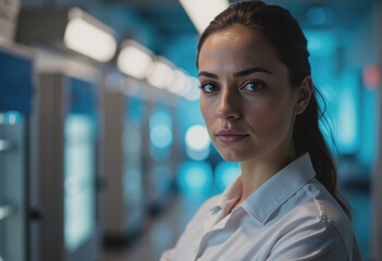 Lab supervisor overseeing an abrasion test machine in a modern facility
