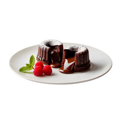 Dessert on transparent background, chocolate cake with strawberry, dessert png