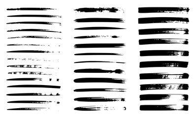 Brush strokes vector. Set of text boxes. Paintbrush collection. Grunge design elements. Dirty texture banners. Painted rectangles and long strokes