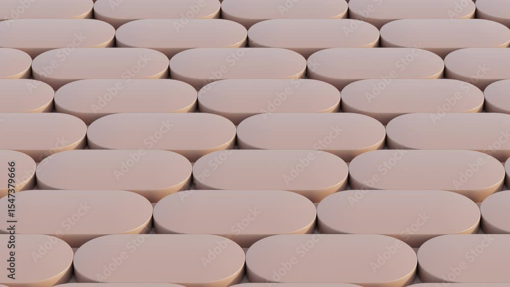 Poster abstract 3d animation with structured mocha mousse-colored geometry in elegant rhythmic movement, se