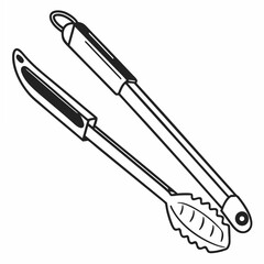 Professional kitchen tongs cutout isolated on white background