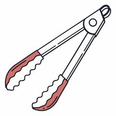 Professional kitchen tongs illustration isolated on white background