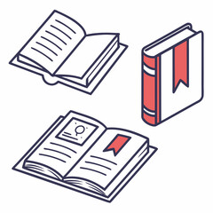 Open and closed books illustration simple line art design
