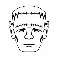 Professional frankenstein monster face cutout, transparent png