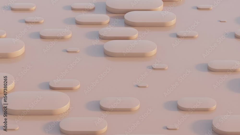 Poster minimal abstract 3d render with mocha mousse-toned geometric shapes flowing in symmetrical looping m